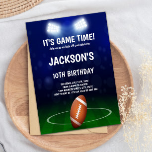 Green & Blue Football Birthday Invitation