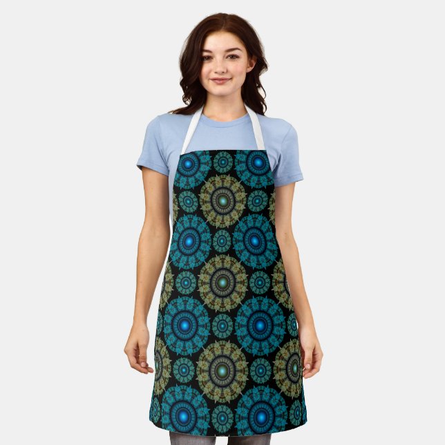 Green blue fractal ornament apron (Worn)