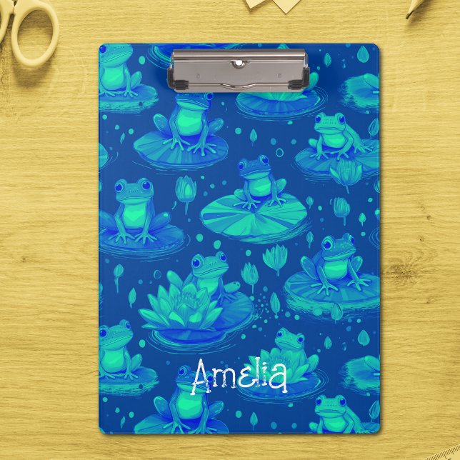  Green & Blue Frogs  Personalised Clipboard (Creator Uploaded)