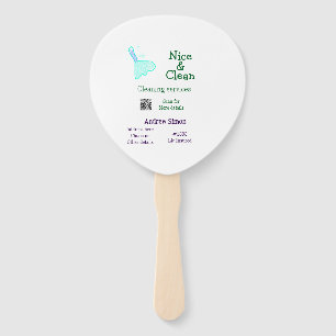 Green blue gitter clean mop add name address q r b hand fan