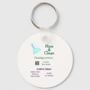 Green blue gitter clean mop add name address q r b key ring