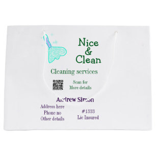 Green blue gitter clean mop add name address q r b large gift bag