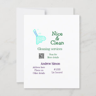 Green blue gitter clean mop add name address q r b postcard