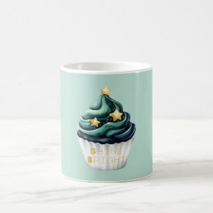 Green Blue Gold Stars Shine Bright Cupcake Coffee Mug