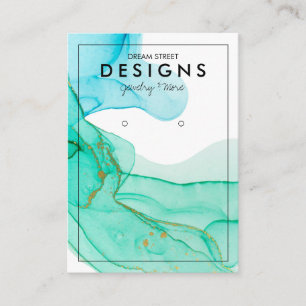 Green Blue Gold Trendy Earring Display Card