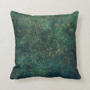 Green, Blue & Gold Watercolor Cushion