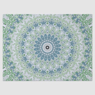 Green Blue Grey Coastal Mandala Kaleidoscope Tissue Paper