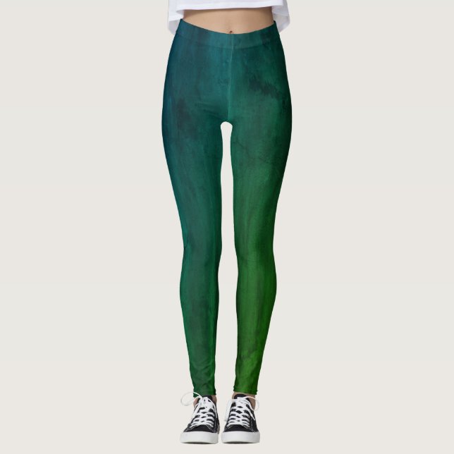 Green & Blue Grunge Leggings (Front)