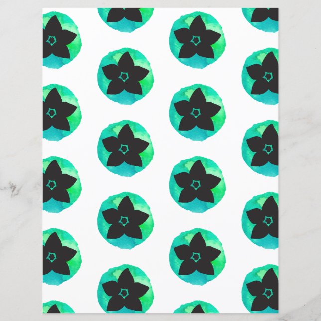 Green Blue Hawaiian Flower Scrapbook Paper (Front)