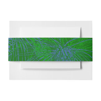 Green Blue Holiday Pine Pattern Invitation Belly Band