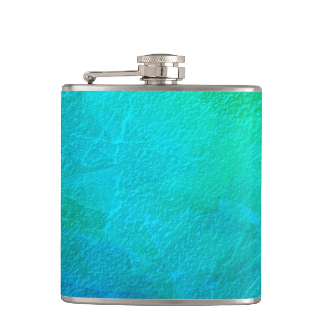 Green Blue Ice Abstract Art Hip Flask (Front)