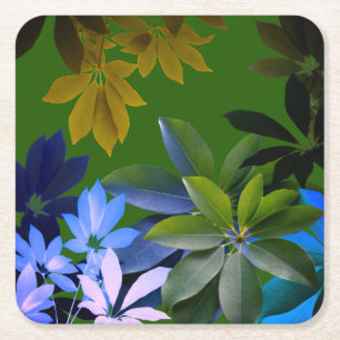 Green, Blue Leaves Custom Coasters