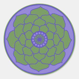 Green Blue Lotus Mandala Classic Round Sticker