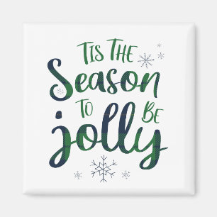 Green Blue Lumberjack Pattern Tis the Season to Be Magnet