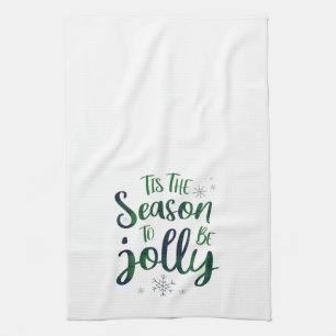 Green Blue Lumberjack Pattern Tis the Season to Be Tea Towel