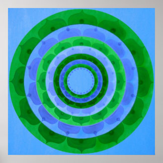Green blue Mandala Poster