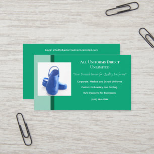 Green Blue Medical Clogs Uniform  Business Card