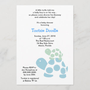 Green & Blue Mod Turtle 5x7 Baby Shower Invitation