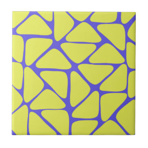 Green Blue Neon Geometric Triangle Pattern Ceramic Tile