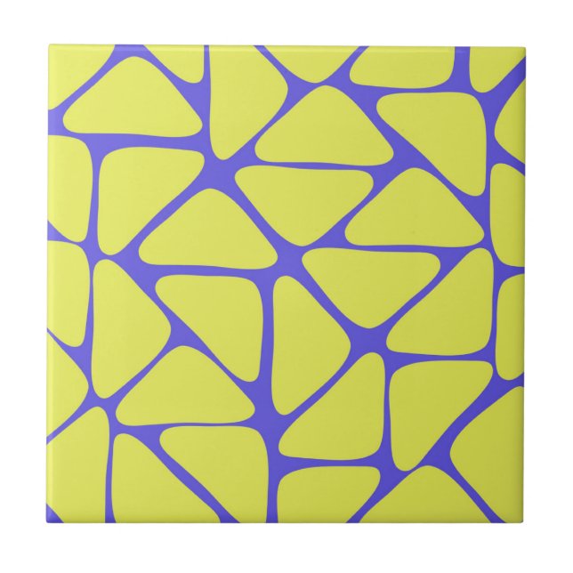 Green Blue Neon Geometric Triangle Pattern Ceramic Tile (Front)