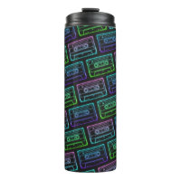 Green Blue Neon Retro Cassette Tape Pattern
