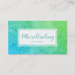 Green Blue Ombre Sparkle Glitter Microblading Business Card