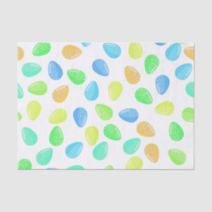 GREEN BLUE ORANGE AQUA WATERCOLOR EASTER EGGS TISSUE PAPER