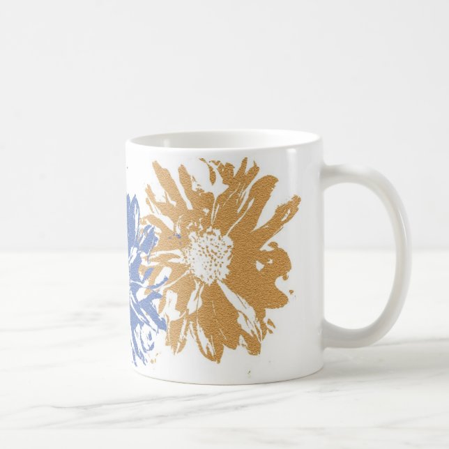 Green Blue Orange Flower Motif Coffee Mug (Right)