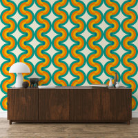 Green Blue Orange Yellow Half Circle Waves Pattern