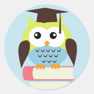 Green/Blue Owl Classic Round Sticker