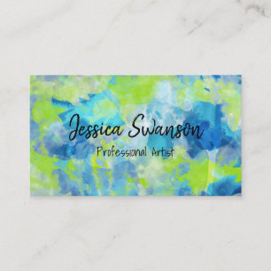 Green Blue Paint Background Artistic Colouring Business Card