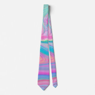 Green Blue Pastel Swirls Pattern Tie