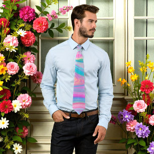 Green Blue Pastel Swirls Pattern Tie