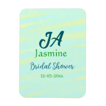 Green blue pastel watercolor bridal shower name da