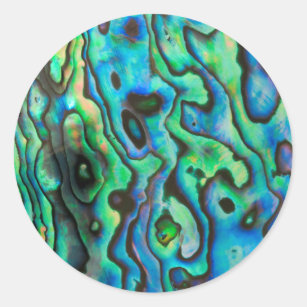 Green blue paua abalone shell classic round sticker
