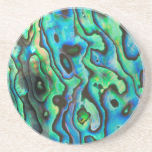 Green blue paua abalone shell coaster