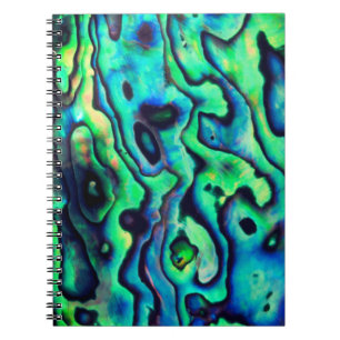 Green blue paua abalone shell notebook