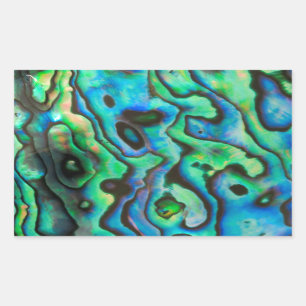 Green blue paua abalone shell rectangular sticker