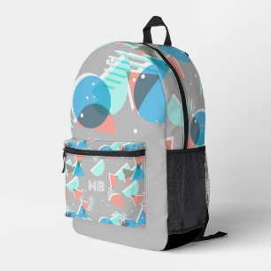 Green Blue Peach Orange Grey Midcentury Art Printed Backpack