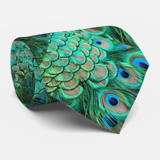 Green Blue Peacock Feather Pattern Tie. Tie