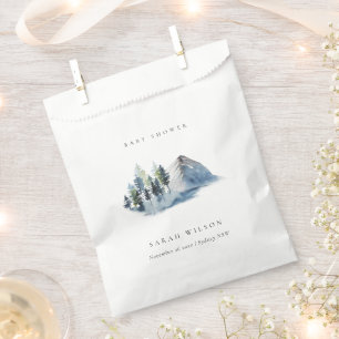 Green Blue Pine Woods Mountain Baby Shower Favour Bag