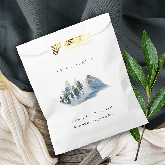 Green Blue Pine Woods Mountain Wedding Thanks Favour Bag (Creator Uploaded)