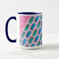 GREEN BLUE PINK DARK PINK CAR ART MODERN COMBO MUG