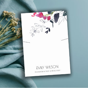 GREEN BLUE PINK EUCALYPTUS FAUNA NECKLACE DISPLAY BUSINESS CARD