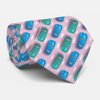 GREEN BLUE PINK MODERN CAR DESIGN NECK TIE