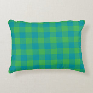 Green Blue Plaid Checker Pattern Decorative Cushion
