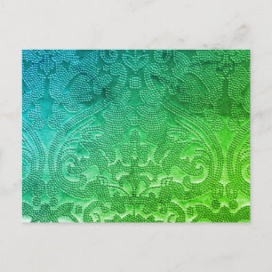 Green Blue Pointillé Greetings Postcard