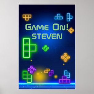 Green, blue, & purple gamer 24” x 36” poster