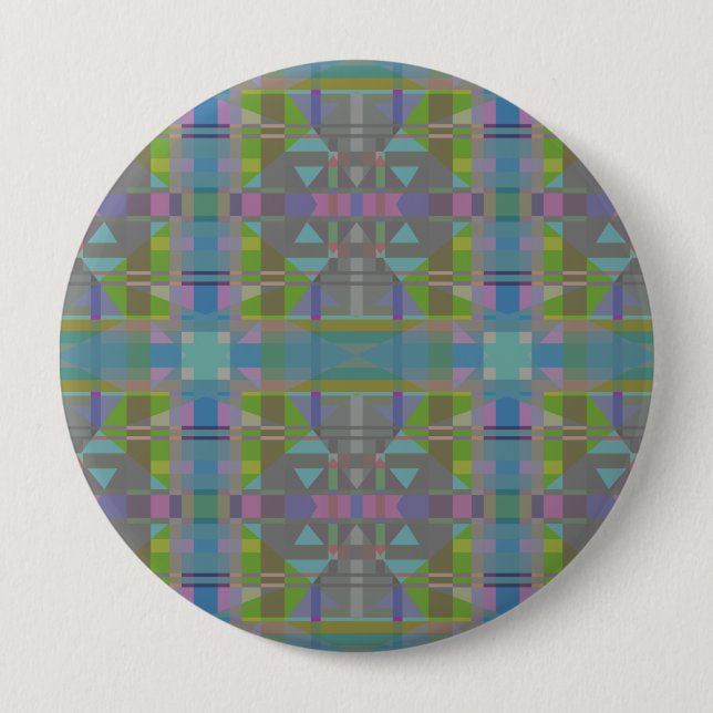 Green Blue Purple Geometric  10 Cm Round Badge (Front)