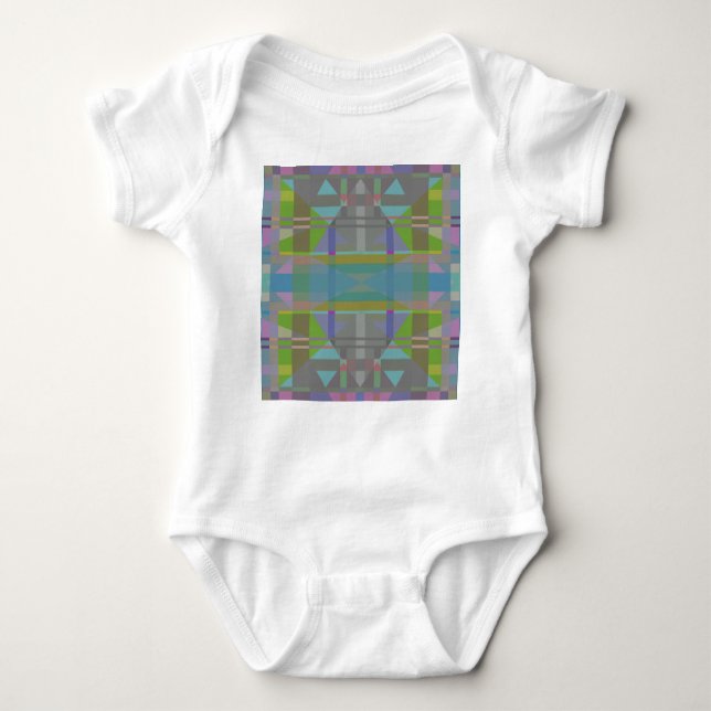 Green Blue Purple Geometric Baby Bodysuit (Front)
